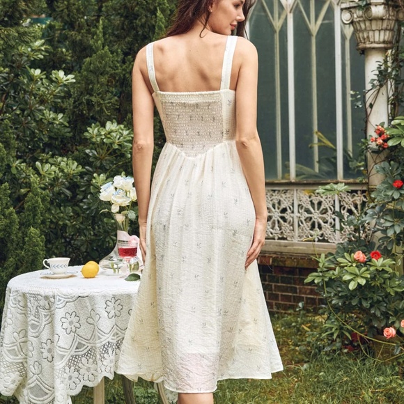 NWT LaitCollection Luna Lace-Bow Floral Midi Dress L - Picture 2 of 15